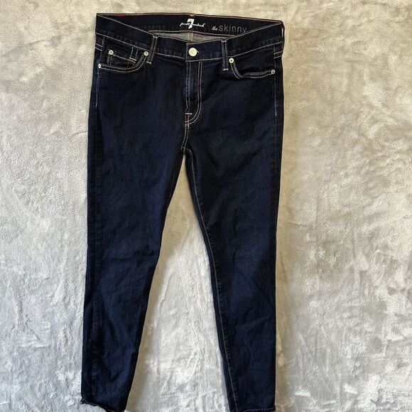 7 For All Of Mankind Womens‎ Blue Skinny Jeans Size 32 - Picture 1 of 9